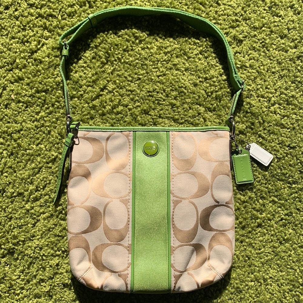 Green and Tan Coach Purse